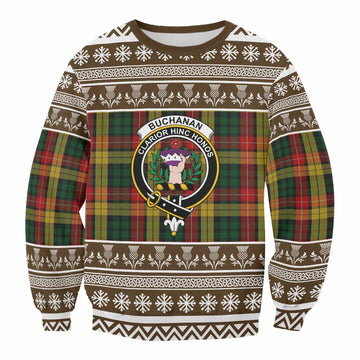 Buchanan Clan Tartan Christmas Sweatshirt with Family Crest