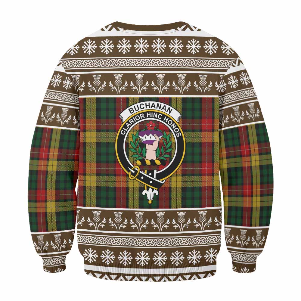 Buchanan Clan Tartan Christmas Sweatshirt with Family Crest - Tartan Vibes Clothing