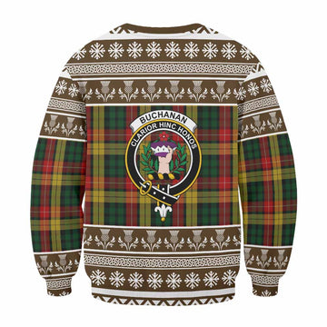 Buchanan Clan Tartan Christmas Sweatshirt with Family Crest