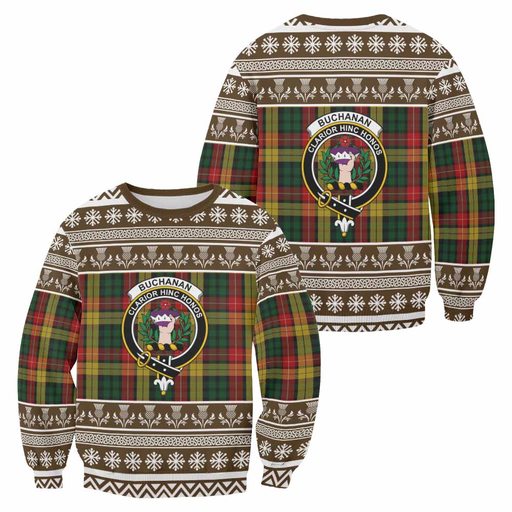 Buchanan Clan Tartan Christmas Sweatshirt with Family Crest - Tartan Vibes Clothing