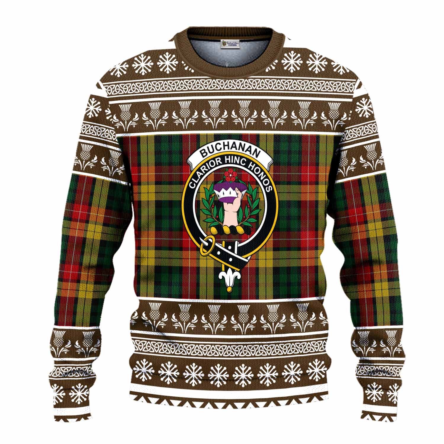 Buchanan Clan Tartan Christmas Ugly Sweater with Family Crest - Tartan Vibes Clothing
