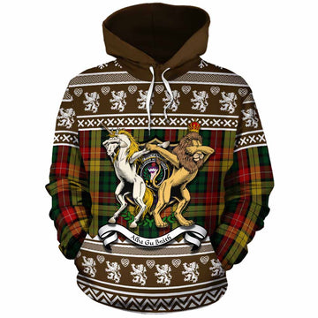 Buchanan Clan Tartan Crest Christmas Cotton Hoodie Coat of Arms Funny Style