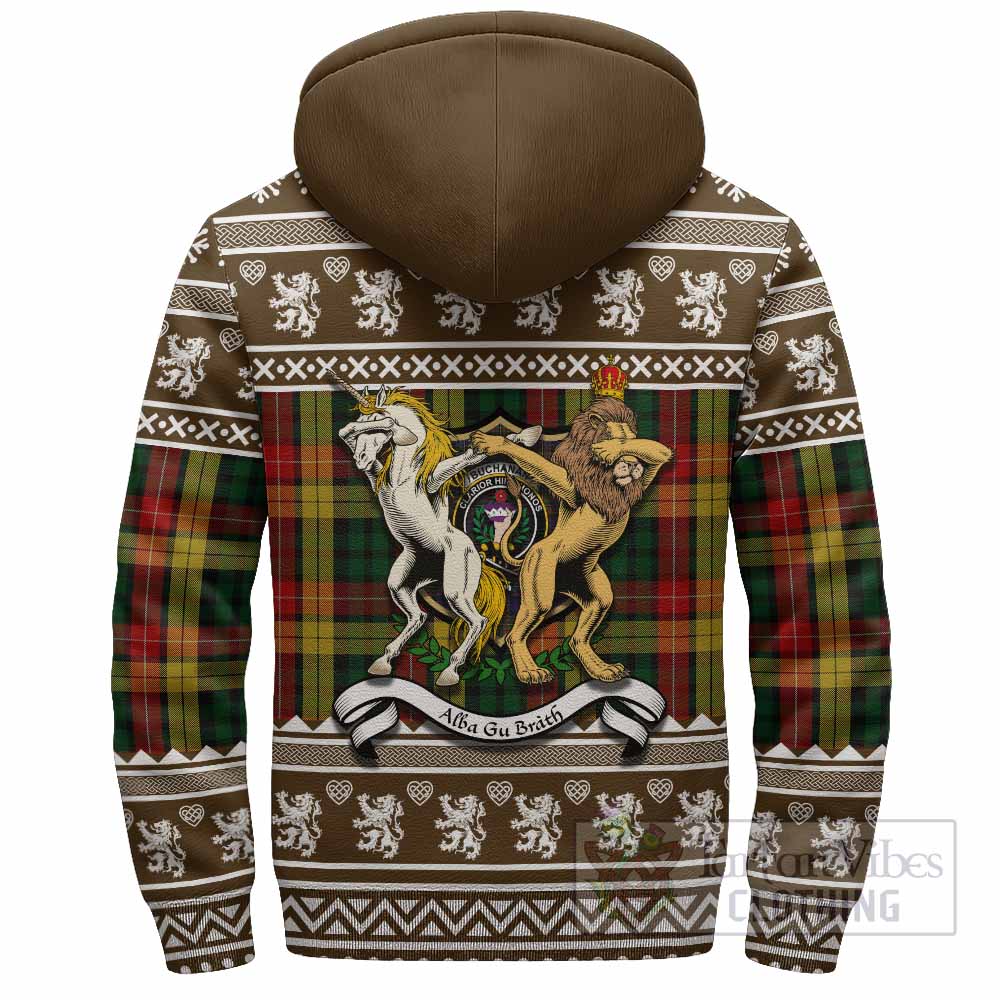Buchanan Clan Tartan Crest Christmas Fleece Hoodie Coat of Arms Funny Style - Tartan Vibes Clothing