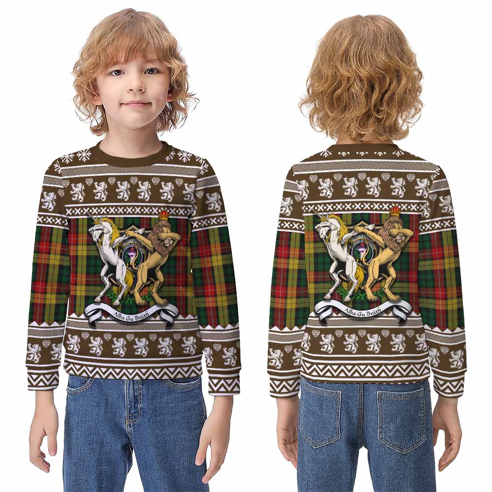 Buchanan Clan Tartan Crest Christmas Kid Ugly Sweatshirt Coat of Arms Funny Style - Tartan Vibes Clothing