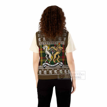Buchanan Clan Tartan Crest Christmas Knitted V-Neck Vest Coat of Arms Funny Style - Tartan Vibes Clothing