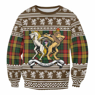 Buchanan Clan Tartan Crest Christmas Sweatshirt Coat of Arms Funny Style