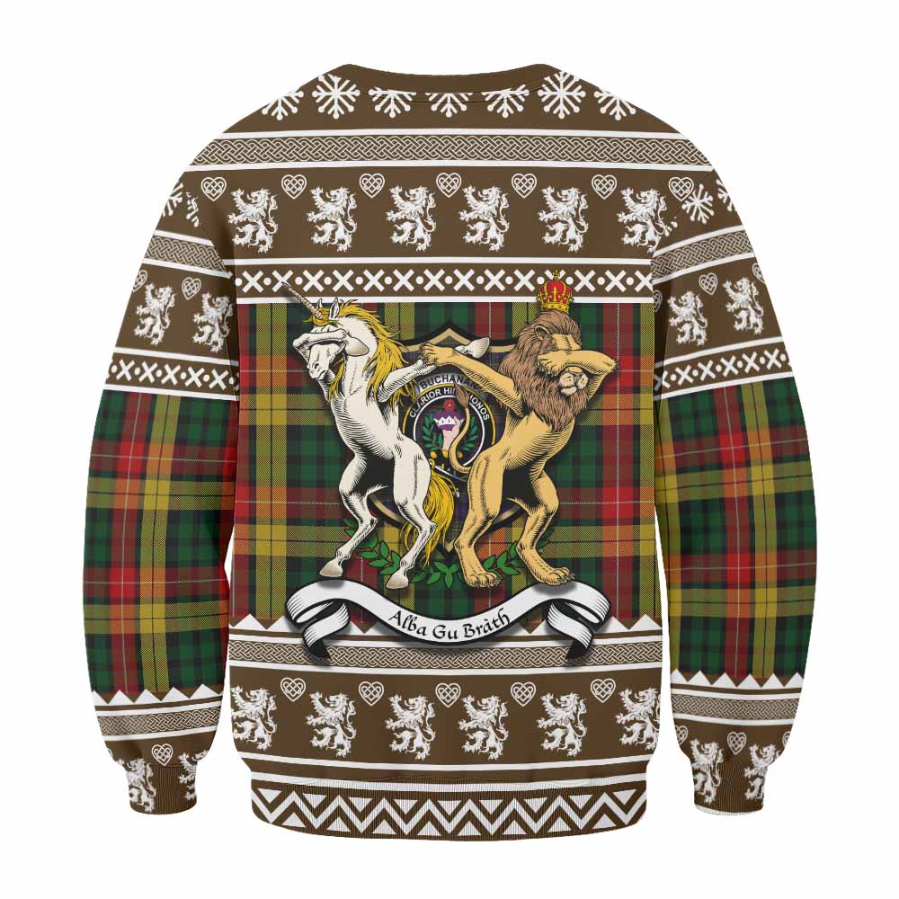 Buchanan Clan Tartan Crest Christmas Sweatshirt Coat of Arms Funny Style - Tartan Vibes Clothing