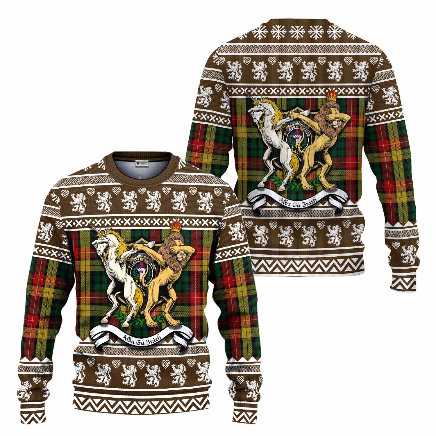 Buchanan Clan Tartan Crest Christmas Ugly Sweater Coat of Arms Funny Style - Tartan Vibes Clothing