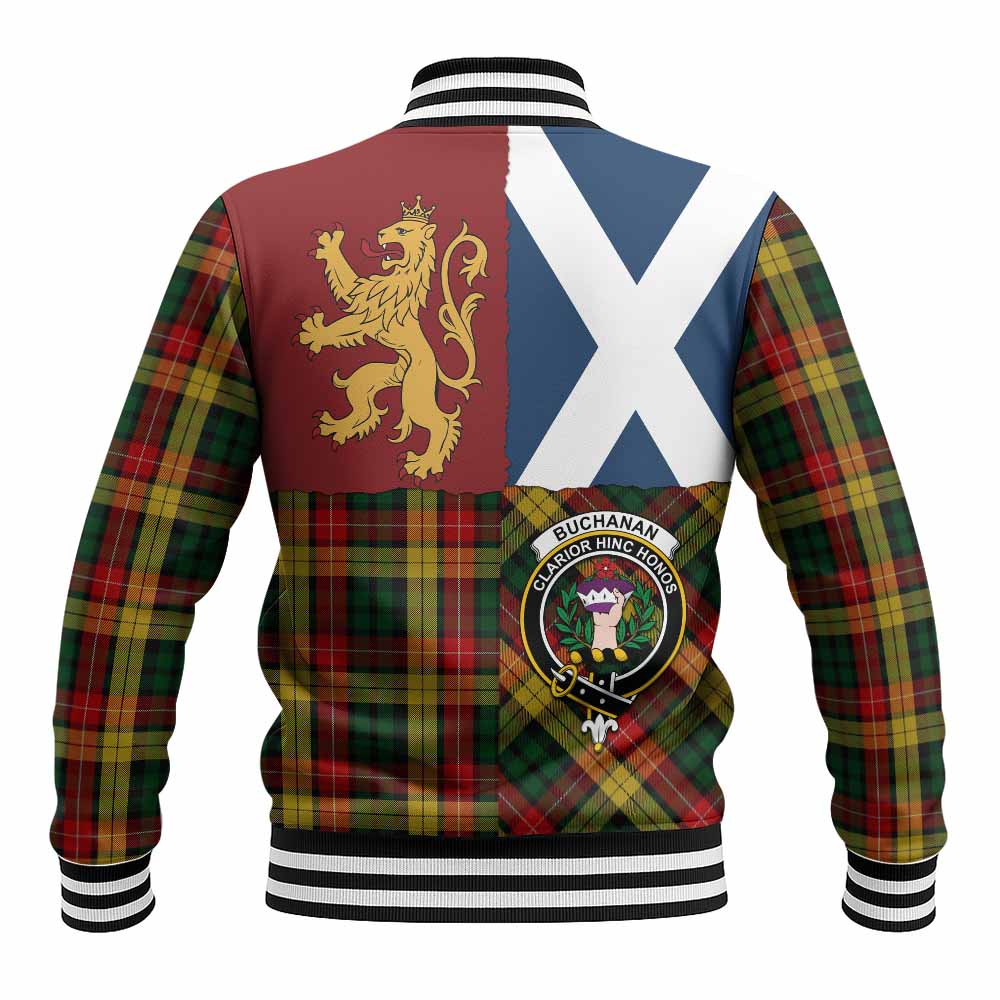 Buchanan Crest Tartan Baseball Jacket with Lion Rampant Saltire Style
