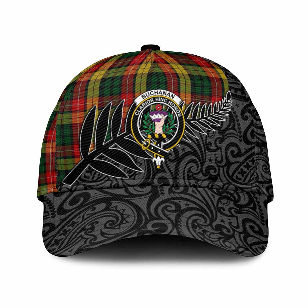 Buchanan Crest Tartan Classic Cap with New Zealand Silver Fern Half Style