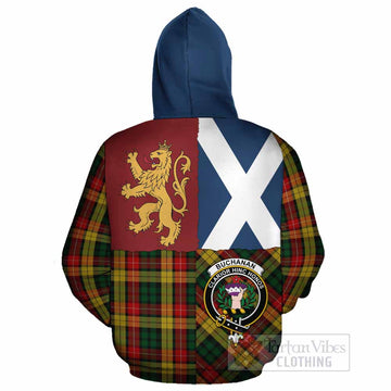 Buchanan Crest Tartan Cotton Hoodie with Lion Rampant Saltire Style