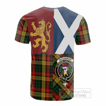 Buchanan Crest Tartan Cotton T-shirt with Lion Rampant Saltire Style