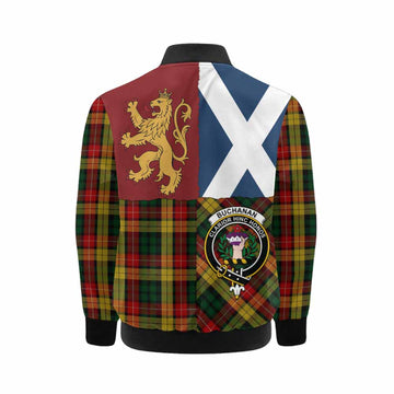 Buchanan Crest Tartan Kid Bomber Jacket with Lion Rampant Saltire Style