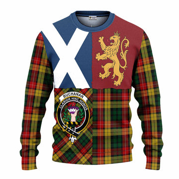 Buchanan Crest Tartan Knitted Sweater with Lion Rampant Saltire Style