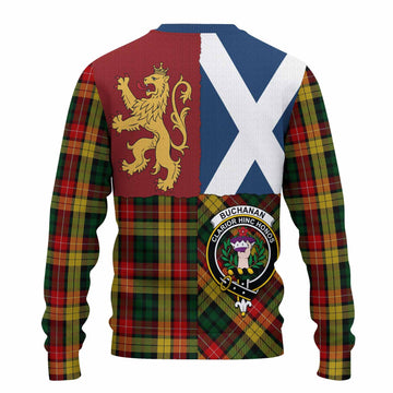 Buchanan Crest Tartan Knitted Sweater with Lion Rampant Saltire Style