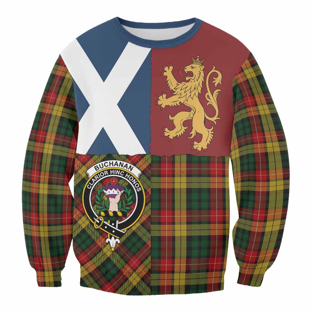 Buchanan Crest Tartan Sweatshirt with Lion Rampant Saltire Style