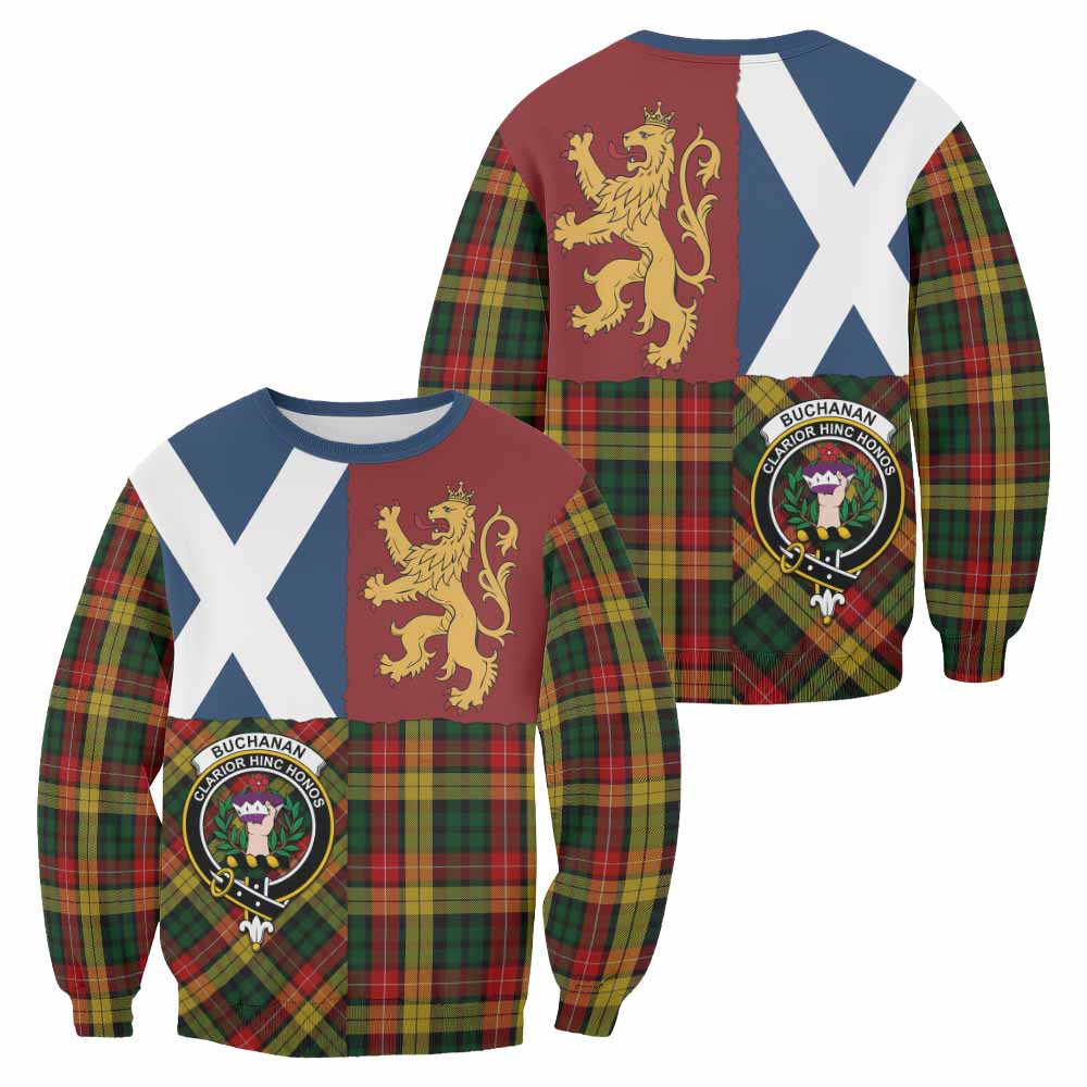 Buchanan Crest Tartan Sweatshirt with Lion Rampant Saltire Style