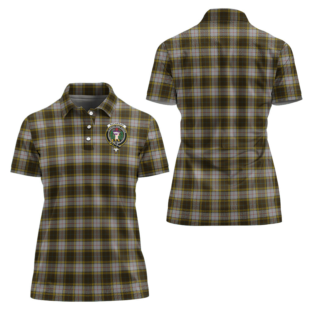 Buchanan Dress Tartan Polo Shirt with Family Crest For Women Women - Tartanvibesclothing