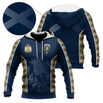 Buchanan Dress Tartan Knitted Hoodie with Family Crest and Scottish Thistle Vibes Sport Style