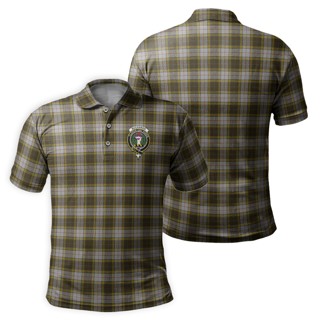 Buchanan Dress Tartan Men's Polo Shirt with Family Crest - Tartanvibesclothing