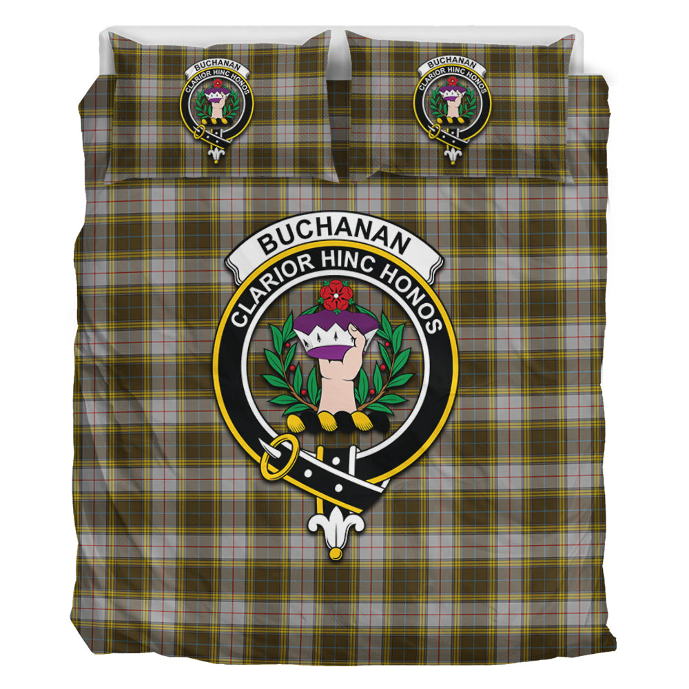 Buchanan Dress Tartan Bedding Set with Family Crest - Tartanvibesclothing