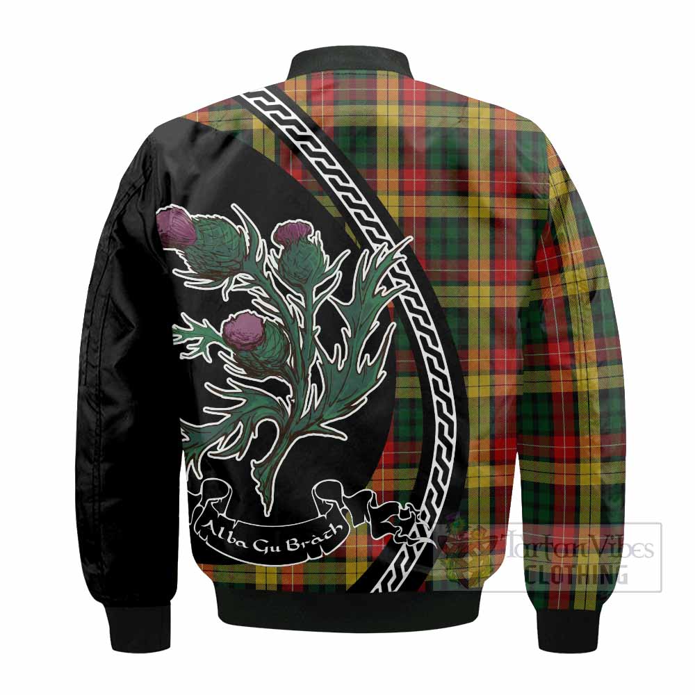 Buchanan Family Crest Tartan Bomber Jacket Alba Thistle Inspired - Tartan Vibes Clothing