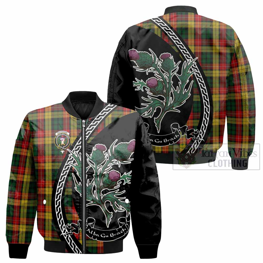 Buchanan Family Crest Tartan Bomber Jacket Alba Thistle Inspired - Tartan Vibes Clothing