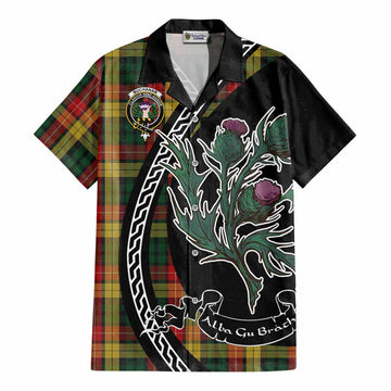 Buchanan Family Crest Tartan Cotton Hawaiian Shirt Alba Thistle Inspired - Tartan Vibes Clothing