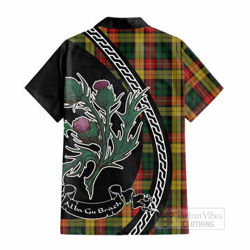 Buchanan Family Crest Tartan Cotton Hawaiian Shirt Alba Thistle Inspired - Tartan Vibes Clothing