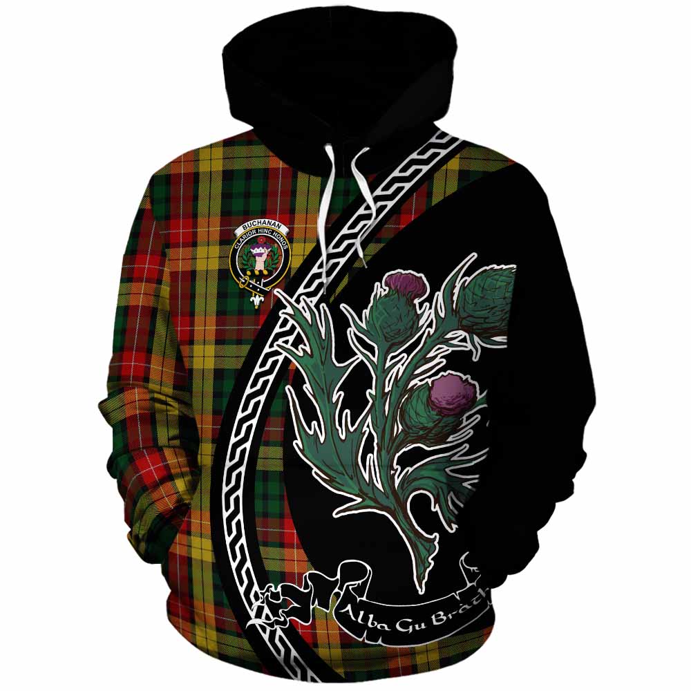 Buchanan Family Crest Tartan Cotton Hoodie Alba Thistle Inspired - Tartan Vibes Clothing