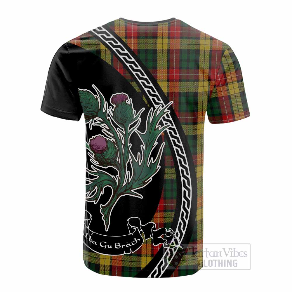 Buchanan Family Crest Tartan Cotton T-shirt Alba Thistle Inspired - Tartan Vibes Clothing