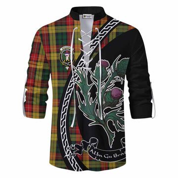 Buchanan Family Crest Tartan Ghillie Shirt Alba Thistle Inspired
