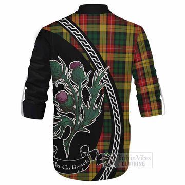 Buchanan Family Crest Tartan Ghillie Shirt Alba Thistle Inspired