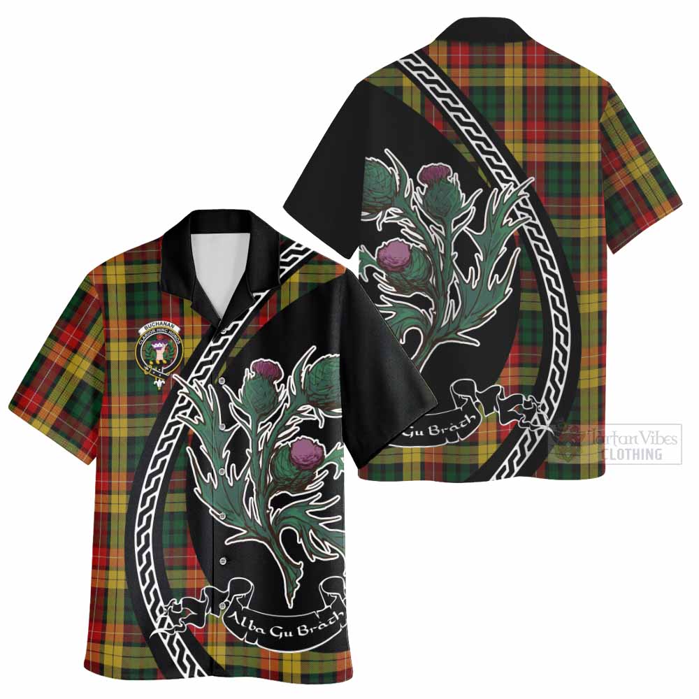 Buchanan Family Crest Tartan Hawaiian Shirt Alba Thistle Inspired - Tartan Vibes Clothing