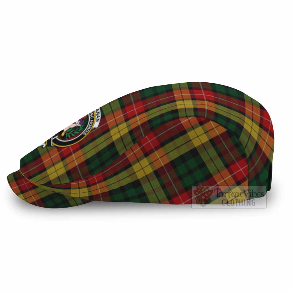 Buchanan Family Crest Tartan Jeff Cap, Tartan Flat Cap