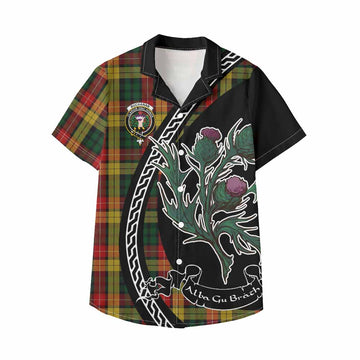 Buchanan Family Crest Tartan Kid Hawaiian Shirt Alba Thistle Inspired - Tartan Vibes Clothing