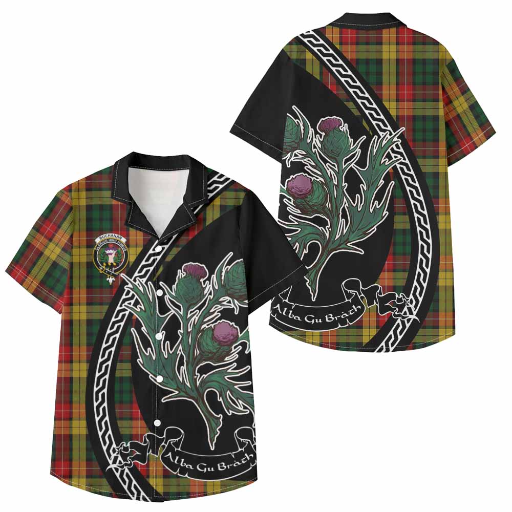 Buchanan Family Crest Tartan Kid Hawaiian Shirt Alba Thistle Inspired - Tartan Vibes Clothing