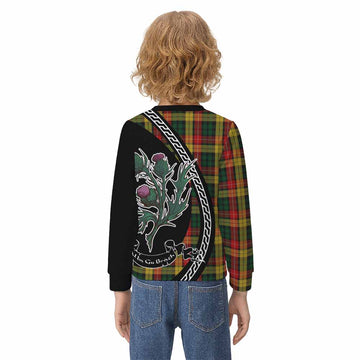 Buchanan Family Crest Tartan Kid Knitted Sweatshirt Alba Thistle Inspired - Tartan Vibes Clothing