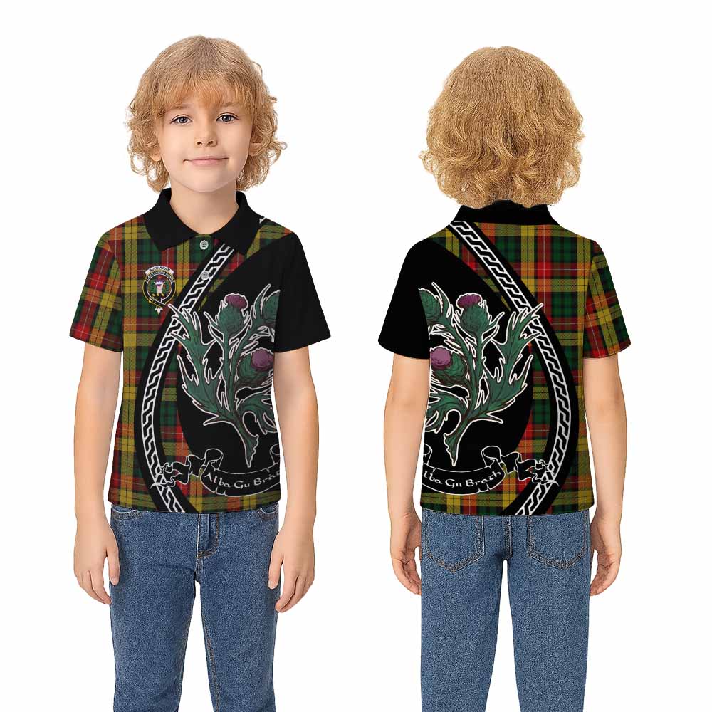 Buchanan Family Crest Tartan Kid Polo Shirt Alba Thistle Inspired - Tartan Vibes Clothing