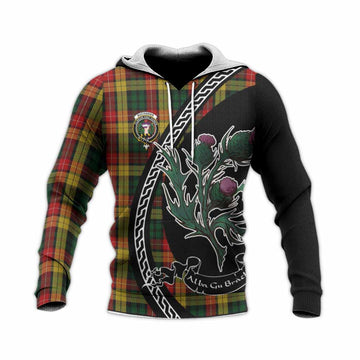 Buchanan Family Crest Tartan Knitted Hoodie Alba Thistle Inspired