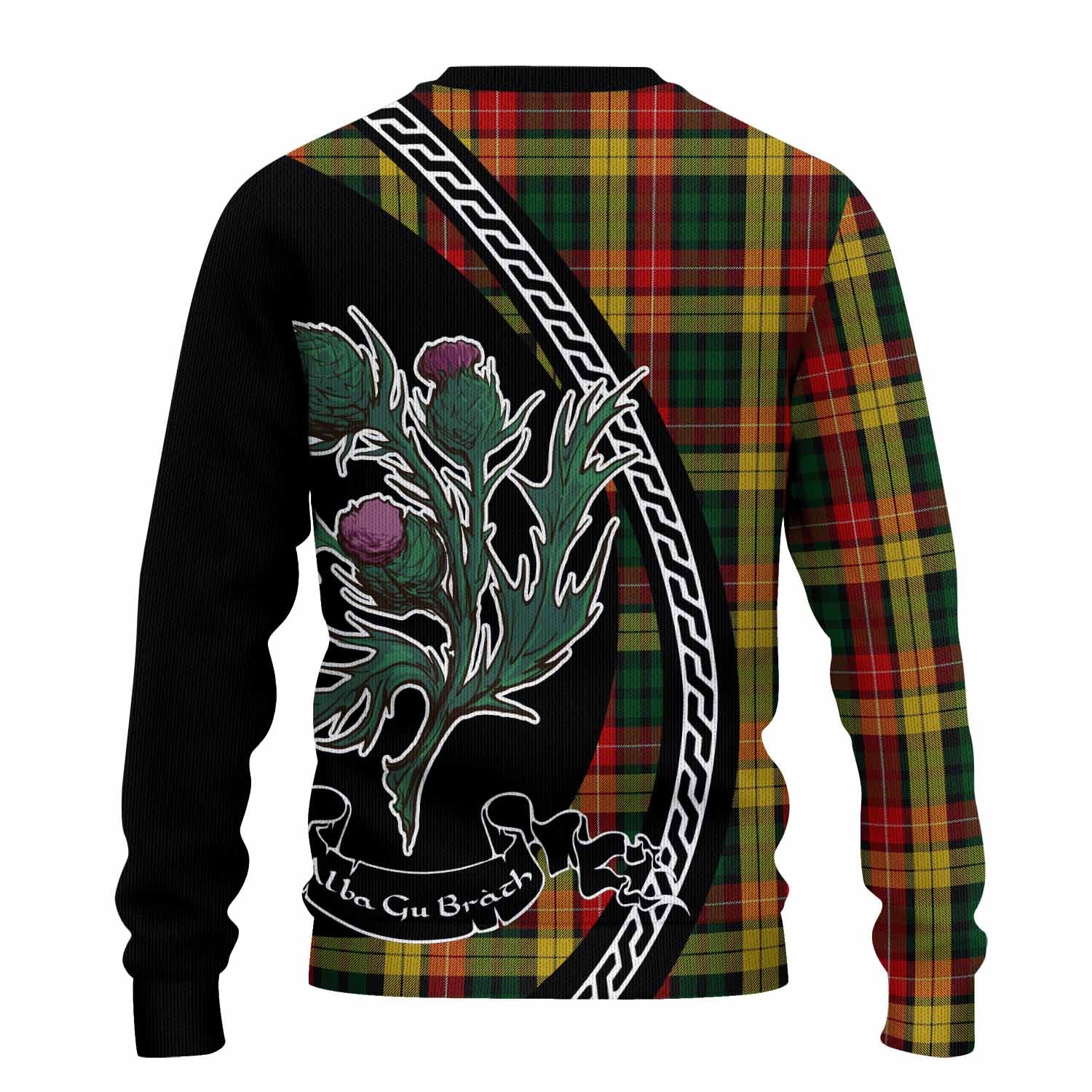 Buchanan Family Crest Tartan Knitted Sweater Alba Thistle Inspired - Tartan Vibes Clothing