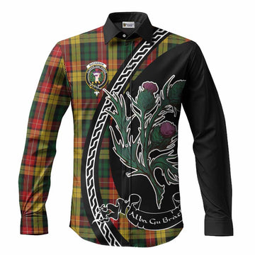 Buchanan Family Crest Tartan Long Sleeve Button Shirts Alba Thistle Inspired