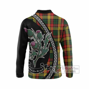 Buchanan Family Crest Tartan Long Sleeve Polo Shirt Alba Thistle Inspired