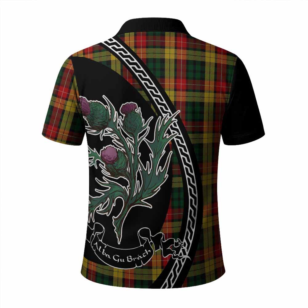 Buchanan Family Crest Tartan Polo Shirt Alba Thistle Inspired - Tartan Vibes Clothing