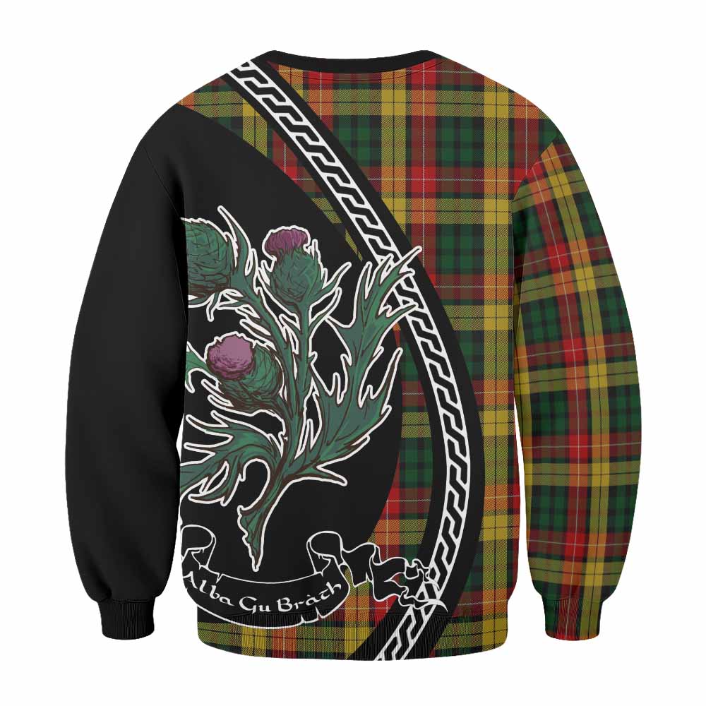 Buchanan Family Crest Tartan Sweatshirt Alba Thistle Inspired - Tartan Vibes Clothing
