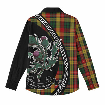 Buchanan Family Crest Tartan Women Casual Shirt Alba Thistle Inspired - Tartan Vibes Clothing