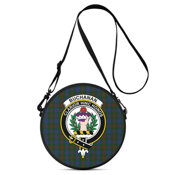 Buchanan Hunting Tartan Round Satchel Bags with Family Crest