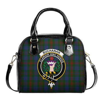 Buchanan Hunting Tartan Shoulder Handbags with Family Crest