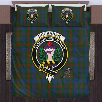 Buchanan Hunting Tartan Bedding Set with Family Crest