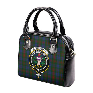 Buchanan Hunting Tartan Shoulder Handbags with Family Crest